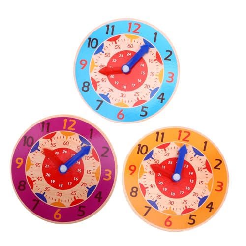 HONITANO 3 Stück Holz Lernuhr für Teiliges Rosa Orange und Blau Pädagogisches Farberkennung für Interaktive Lernmomente HONITANO 3 Stück Holz Lernuhr für Teiliges Rosa Orange und Blau Pädagogisches Farberkennung für Interaktive Lernmomente von HONITANO
