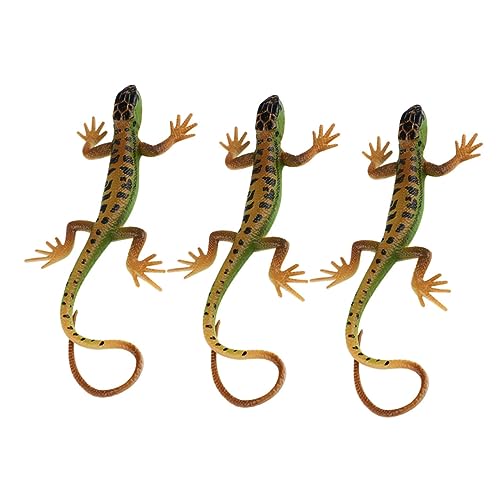 HONITANO 3 Stück Realistische Teiliges Eidechsenfiguren aus Kunststoff Detailgetreues Reptilienmodell Pädagogisches und Dekoration für Terrarien Prankgeeignet Sicher und Leicht Beweglich von HONITANO