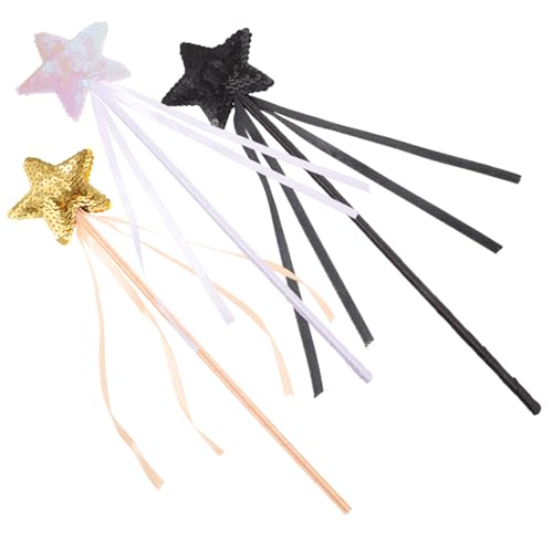 HONITANO 3 Stück Teiliges Handheld Fairy Wands mit Glänzendem Stern Design Dekorative Magische Stäbe für Mädchen als Party Halloween Accessoire Leicht und Kindgerecht in Gold und Schwarz HONITANO 3 Stück Teiliges Handheld Fairy Wands mit Glänzendem Stern Design Dekorative Magische Stäbe für Mädchen als Party Halloween Accessoire Leicht und Kindgerecht in Gold und Schwarz von HONITANO