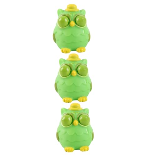 HONITANO 3 Stück Teiliges Katzenkopfeulen quetschspielzeug Niedliche Stressabbau spielzeuge mit Poppenden Augen Weiches Dehnbares Anti Stress Tier Squeeze Büro und Zuhause von HONITANO