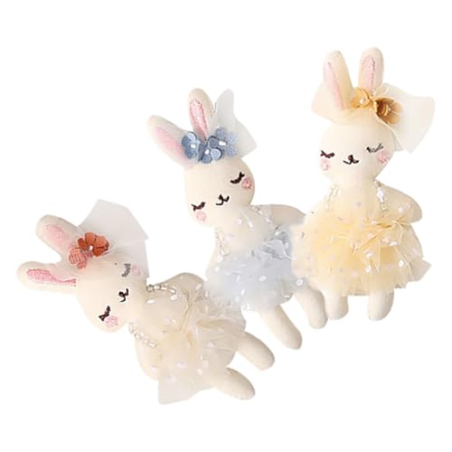 HONITANO 3 Stück Teiliges Kleine Plüschhasen Weiche Kaninchen Dekoration aus Gefülltes Hasenornament Niedliche DIY Bekleidung Accessoires für Kleidung Hüte Rucksäcke von HONITANO