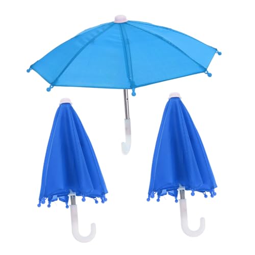 HONITANO 3 Stück Teiliges Mini Puppen Regenschirm Realistisch Gestalteter Sonnenschirm für American Doll Dekoratives Puppenhaus Zubehör in Blau für Miniatur Szenen und Spielspaß von HONITANO
