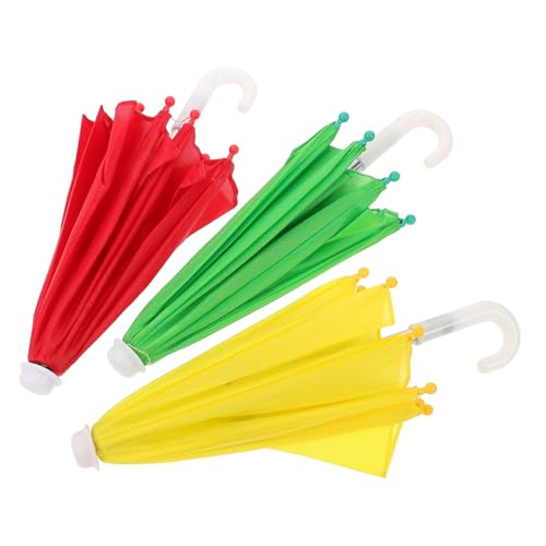 HONITANO 3 Stück Teiliges Mini Puppenhaus Regenschirm Robuste Miniatur Puppenhaus Dekoration Stilvolle Vintage Puppenzubehör Leicht Tragbar von HONITANO