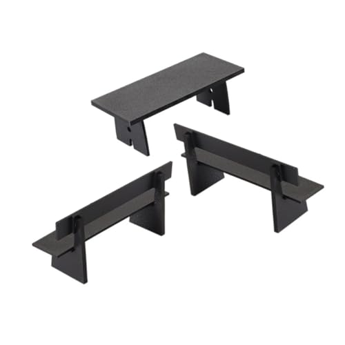 HONITANO 3 Stück Teiliges Miniatur-puppenhaus-möbelset Schwarze Bank und Langer Tisch Platzsparendes Design Langlebige Miniaturmöbel für Gartenstuhl Puppenhaus Dekor von HONITANO