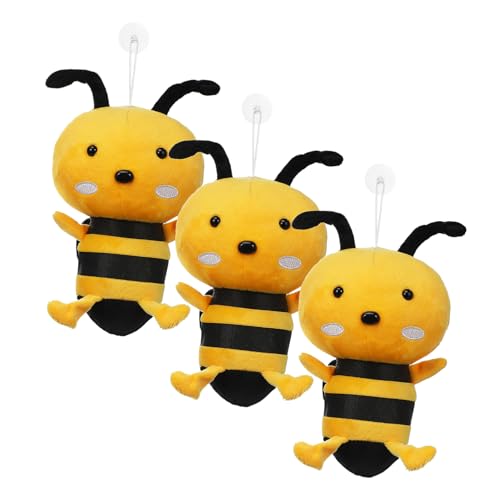 HONITANO 3 Stück Teiliges Plüsch Bienen Kuscheltier Weiches Leichtes Stofftier mit Hochwertiger PP Baumwolle Niedliches Umarmungskissen und Dekoratives für Familie von HONITANO