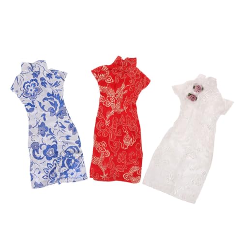 HONITANO 3 Stück Teiliges Puppenkleidungsset Chinesisches Cheongsam für Puppen Wiederverwendbar Geeignet für Rollenspiele Perfektes Zubehör für Puppenliebhaber von HONITANO