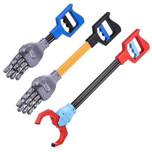 HONITANO 3 Stück Teiliges Roboterhand und Roboterarm aus Robustem Kunststoff in Blau Schwarz und Rot Interaktives Greifspielzeug Feinmotorik und Koordination von HONITANO