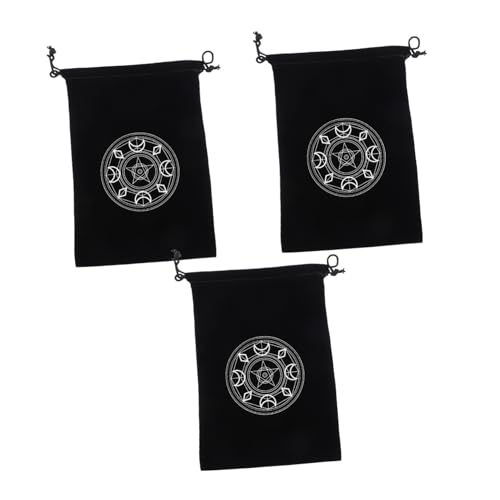 HONITANO 3 Stück Teiliges Tarot Aufbewahrungsbeutel mit Pentagramm Muster Kordelzug Karten Organizer Leichtes Vielseitiges Aufbewahrungssäckchen für Tarotkarten Schmuck und Kosmetik von HONITANO