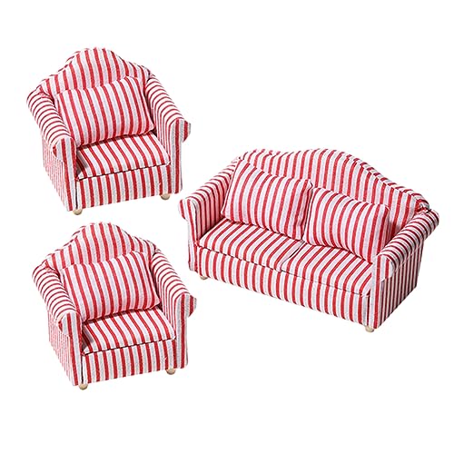 HONITANO 3 Stück Wohnzimmer Sofagarnitur Miniatur-couchspielzeug Miniatur-Sofa- Mini-Sofa Miniatur-Sessel Miniatursofa -couchmodell Kleines Miniatursofa Stripe Dorf Hu Tongmu von HONITANO
