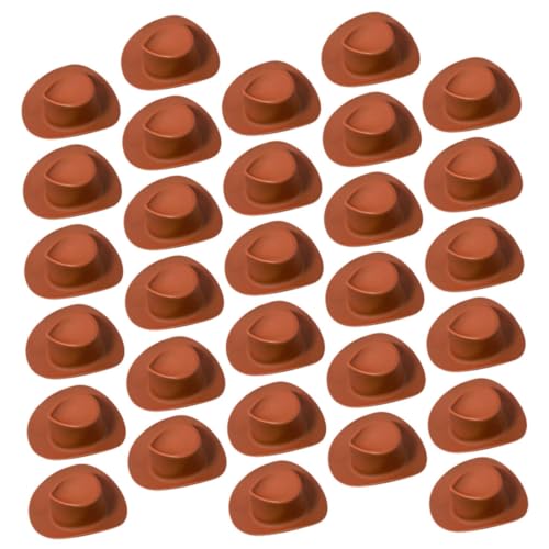 HONITANO 30 Stück Teiliges Mini Cowboy Hüte aus Kunststoff Niedliche Miniatur Cowgirl Hüte für Partydekoration Bastelbedarf und Puppendeko für Festliche Anlässe von HONITANO