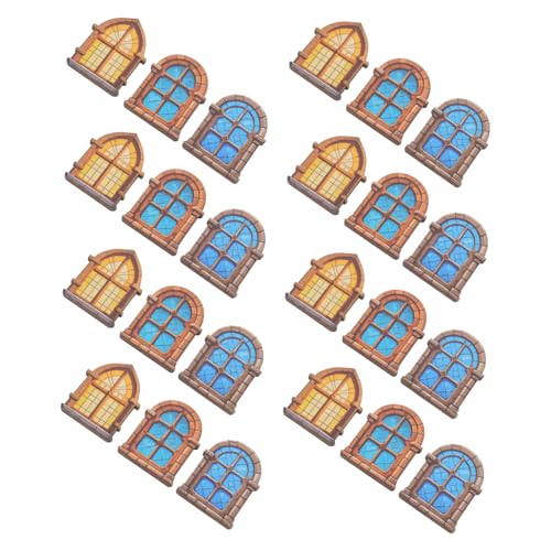 HONITANO 30 Stück Teiliges Miniatur Holzfensterrahmen im Europäischen Stil Langlebige Detailreiche Miniaturfenster für Puppenhäuser für DIY Bastelprojekte und Kreative Szenengestaltung von HONITANO