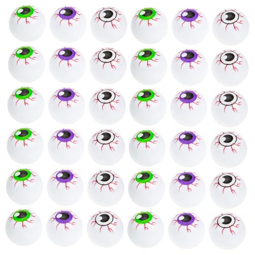 HONITANO 36 Teiliges Halloween Dekoration mit Bunten Hohlen Kunststoff Augen Gruselige Bunte Augäpfel als Party Ornament Robust und Vielseitig für Indoor Halloween von HONITANO
