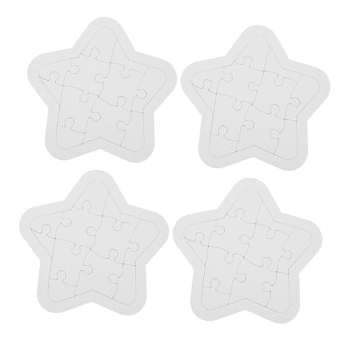 HONITANO 4 Sätze Blanko Puzzle Sternform aus Papier zum Bemalen Glatte Oberfläche Fördert Kreativität Feinmotorik und Logisches Denken DIY Malmaterialien für Pädagogisches von HONITANO