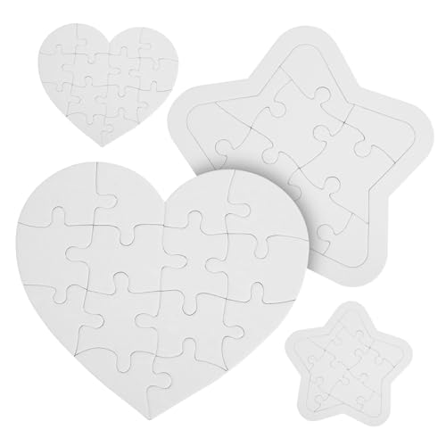 HONITANO 4 Sätze Leeres Puzzle mit Herz Sternform DIY Basteln Blanko Puzzleteile zum Bemalen und Zeichnen Hand Auge koordination Logisches Denken HONITANO 4 Sätze Leeres Puzzle mit Herz Sternform DIY Basteln Blanko Puzzleteile zum Bemalen und Zeichnen Hand Auge koordination Logisches Denken von HONITANO