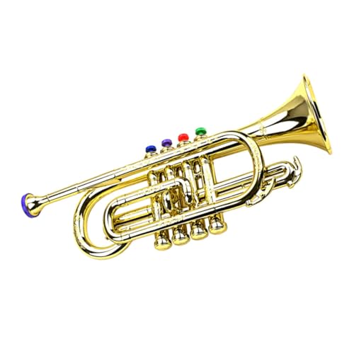 HONITANO 4 Simulationslautsprecher Musikinstrumente Musikinstrumente Vorschulmusikspielzeug Trompeteninstrument Aus Kunststoff Kleine Trompete Kindertrompete Golden Plastik von HONITANO