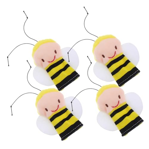 HONITANO 4 Stück Bienen-Fingerpuppenspielzeug interaktives Fingerspielzeug Fingerpuppen Tierische Fingerpuppen Fingerpuppen tierische Handpuppe Fingertierpuppen Plüsch von HONITANO