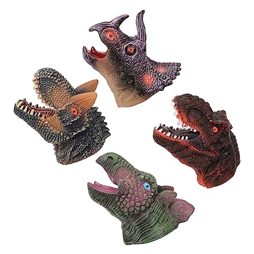 HONITANO 4 Stück Dinosaurier-handpuppe Puppen Für Kleinkinder Marionette Rollenspiel Handpuppe Handpuppen Für Handpuppenspielzeug Für Puppen Mit Beweglichem Mund Tierpuppen Vinyl von HONITANO