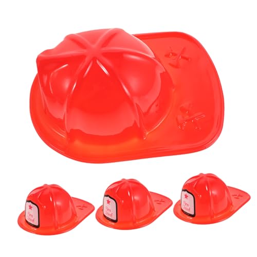 HONITANO 4 Stück Feuerwehrhelm aus Kunststoff Realistisch Gestaltete Verkleidungshüte für Jungen und Mädchen Sichere Leichte Feuerwehrmann Helme für Halloween Kostüm Rollenspiele von HONITANO