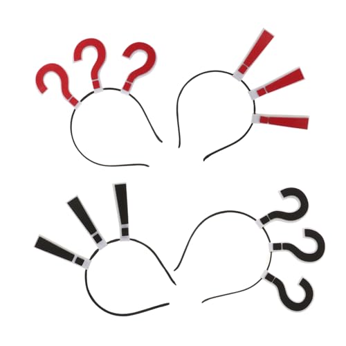 HONITANO 4 Stück Fragezeichen Haarband Teiliges Stirnband für Halloween und Partys Rutschfestes Stylisches Accessoire für und Mädchen Design Schwarz und Rot von HONITANO