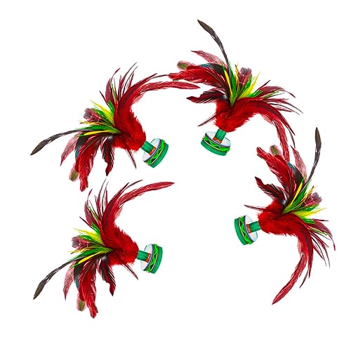 HONITANO 4 Stück Hahnfeder Federball Kick Federball Federbälle Badminton Outdoor Sport motorik Farbiger Federball Treten Federbälle Hahn Feder Colorful von HONITANO