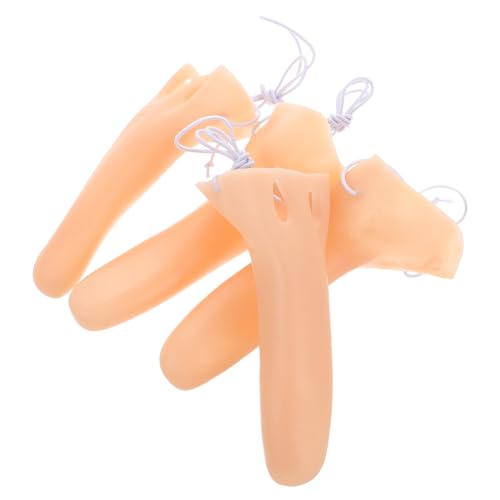 HONITANO 4 Stück Lange Nase Party Cosplay Nasenprothese Halloween WHO für Holzpuppennase Lustige Nase Hexen Nase Lange Hexennase, gefälschte Hexen-Requisiten Lange falsche Nase Vinyl Beige von HONITANO