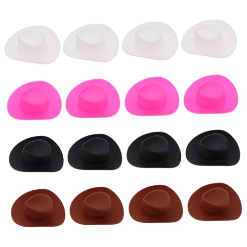HONITANO 4 Stück Mini Cowboy Hüte für Puppen Teiliges Glitzer und Dunkelbraun Süße Accessoires für Bastelprojekte und Partys Ergänzung für Kleine Figuren und Kreative von HONITANO