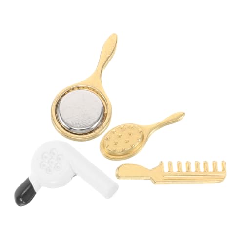 HONITANO 4 Stück Puppenhaus Mini Haarbürste Puppenhaarbürste Kinderbürste Haarglättungskamm Haarprothesenkamm Miniatur Make Up Kamm Haarband Haarkamm Herren Haarkamm Legierung von HONITANO