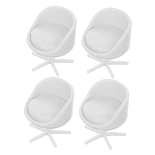 HONITANO 4 Stück Puppenhaus Stuhlmöbel Mini Hausbedarf Stuhl Ornament PVC Stuhlmodell Dekorativer Miniatur Stuhl Mini Dekoration Miniatur Stühle Zum Basteln Weißer Kunststoff von HONITANO