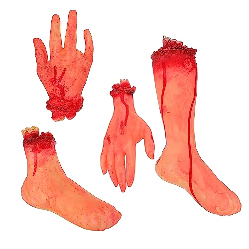 HONITANO 4 Stück Realistische Teilig Halloween Deko Set Abgetrennte Hände und Füße Horror Requisiten für Spukhaus Bar Party Gruselige Kunsthandwerk Kreative Halloween Dekoration HONITANO 4 Stück Realistische Teilig Halloween Deko Set Abgetrennte Hände und Füße Horror Requisiten für Spukhaus Bar Party Gruselige Kunsthandwerk Kreative Halloween Dekoration von HONITANO