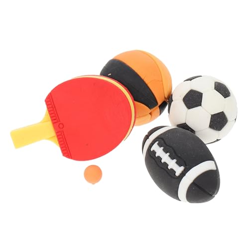 HONITANO 4 Stück Simulationskugelmodell Mini-hausball- Puppenhausdekoration Mini-Dekoration Mini-Ornament Rugby-Tischtennis Mini-fußball-dekore Mini- -basketballmodell Gummi von HONITANO