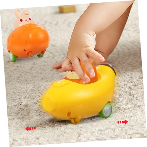 HONITANO 4 Stück Teiliges Auto Lernspielzeug mit Niedlichen Tiermotiven Robuster Kunststoff Press und Go Mechanismus rutschfeste Gummireifen Pädagogisch für Kleinkinder und Junge Mädchen von HONITANO