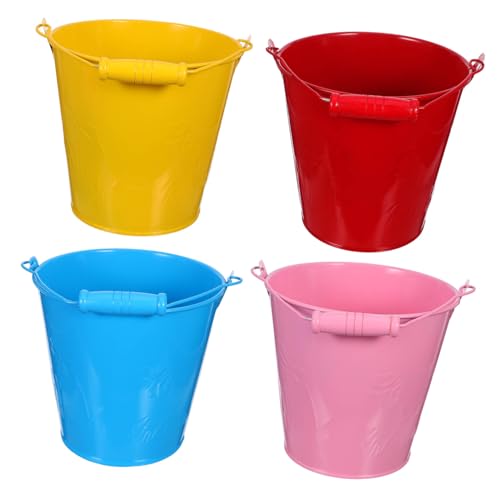 HONITANO 4 Stück Teiliges Bunter Mini Eimer aus Kindgerechtes Sandspielzeug für Strand und Garten Robuste in Blau Rot Gelb für Kreatives und Outdoor spaß von HONITANO