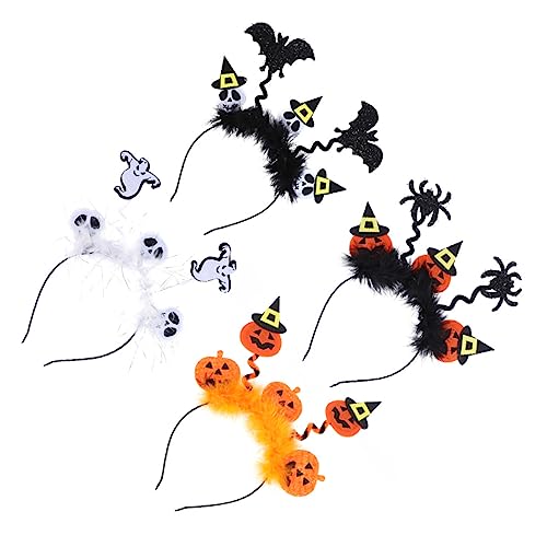 HONITANO 4 Stück Teiliges Halloween Haarband mit Kürbis Spinne Fledermaus und Geist Kreativer Haarschmuck für Party Kostüm und Festdekoration Langlebig und Bequem für Halloween Cosplay HONITANO 4 Stück Teiliges Halloween Haarband mit Kürbis Spinne Fledermaus und Geist Kreativer Haarschmuck für Party Kostüm und Festdekoration Langlebig und Bequem für Halloween Cosplay von HONITANO
