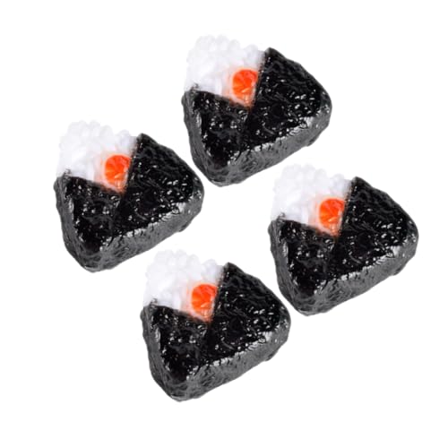 HONITANO 4 Stück Teiliges Mini Japanische Reisbällchen Deko Puppenhaus Essensmodell Dreieckige Algen Onigiri Simulation Realistisches Snack Zubehör von HONITANO