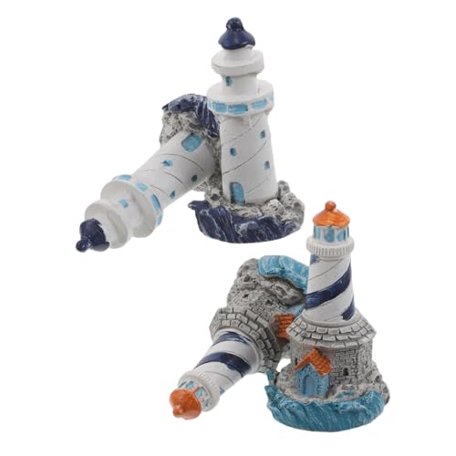 HONITANO 4 Stück Teiliges Miniatur Leuchtturm Robustem Harz Mediterraner Stil Dekorative Miniatur Tischornamente für Küsten Gartendekor und Kleine Landschaften für Outdoor und Innenbereiche von HONITANO
