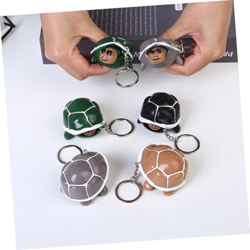 HONITANO 4 Stück Teiliges Quetschspielzeug Schildkröte Schlüsselanhänger aus Flexiblem Stressabbau Fidget Toy mit Schlüsselring für Geburtstags Partygeschenke Tragbar für Rucksack und von HONITANO