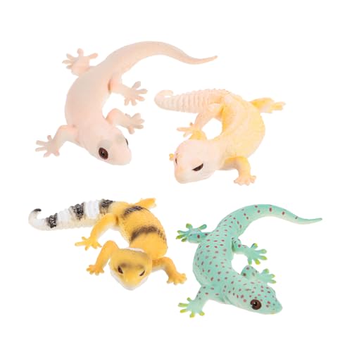 HONITANO 4 Stück Teiliges Realistisches Gecko Modell aus Stabilem Kunststoff Detailgetreue Reptilienfiguren für Pädagogisches Wissen und Fantasie Lebensechte Mini tierfiguren für Garten von HONITANO