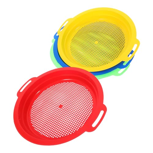 HONITANO 4 Stück Teiliges Sandspielzeug Kunststoff Siebe für Sandkasten Strandspielzeug Leichte Handliche Sandfilter für Sommer Strand und Garten Zufällige Farbe von HONITANO