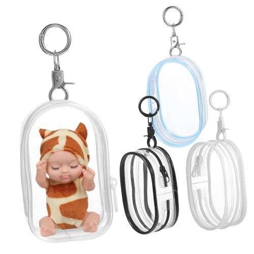 HONITANO 4 Stück Transparente Puppentasche mit Reißverschluss Kleine Figur Aufbewahrungstaschen mit Schlüsselanhänger für Sammler Tragbare Langlebige Doll Display Bags für Reise HONITANO 4 Stück Transparente Puppentasche mit Reißverschluss Kleine Figur Aufbewahrungstaschen mit Schlüsselanhänger für Sammler Tragbare Langlebige Doll Display Bags für Reise von HONITANO