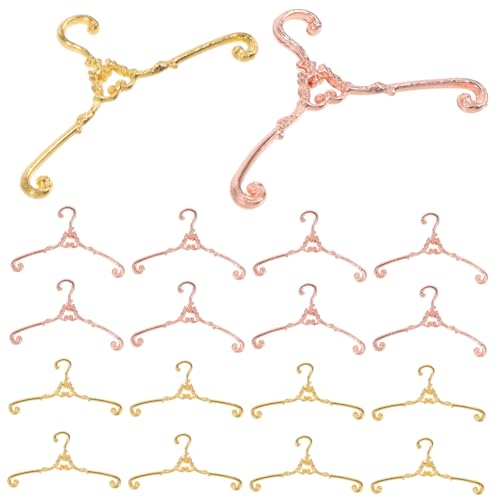 HONITANO 40 Stück Miniatur Puppen Kleiderbügel aus Metall Vintage Stil in Gold und Roségold Kleine Robuste Puppenkleiderbügel für Puppenhaus für Mini Kleidung Ordentlicher Puppenschrank von HONITANO