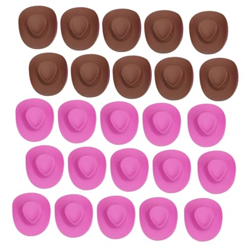 HONITANO 40 Stück Teiliges Mini Cowboyhut Puppen Kunststoff Western Hüte in Rosa und Braun Dekorative Kleine Doll Caps für DIY Puppenparty und Bastelzubehör von HONITANO