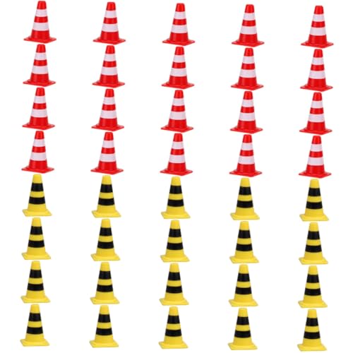 HONITANO 40 Stück Teiliges Mini verkehrskegel Leichte und Kompakte Straßenbausimulation Pädagogisches für Verkehrssicherheit für Rollenspiele und Verkehrszeichenlernen von HONITANO