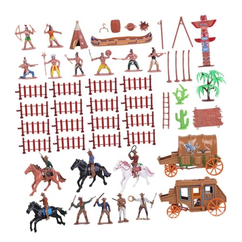 HONITANO 43 Stück Teiliges Cowboy Miniatur Figuren aus Kunststoff Realistische Western Simulation Charaktermodelle Pädagogisch Nützlich und Dekorativ für Spiel und Sammeln von HONITANO
