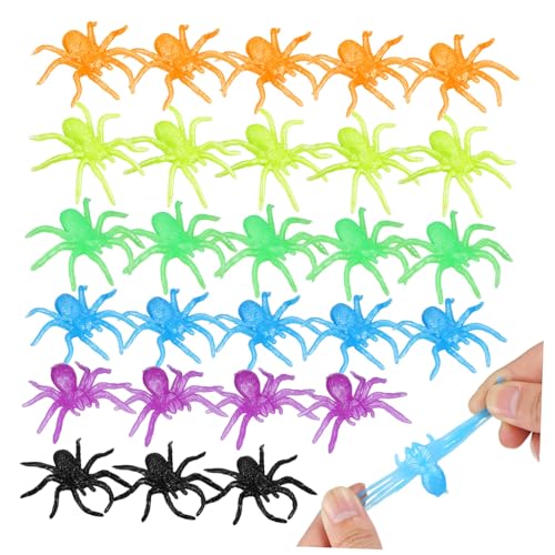 HONITANO 48 Stück Teiliges Halloween Spinnen Dehnbare Bunte Deko und Partyspaß Spinnen Realistisch aus TPR als Partygeschenke Scherzartikel und Vielseitige Halloween Dekoration von HONITANO