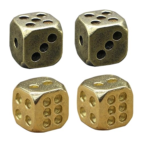 HONITANO 4Stücke Messing für Dekoration und Edle Brass Dice Requisiten für Bars und Nachtclubs Einzigartiges Design mit Feiner Politur Zufällige Farben von HONITANO