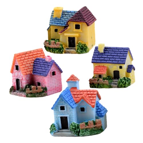 HONITANO 4Stücke Mini House Ornament Creative Micro Landscape Decor for Miniature Gardens Dollhouses Cake Decorations Resin Craft Cute House Design HONITANO 4Stücke Mini House Ornament Creative Micro Landscape Decor for Miniature Gardens Dollhouses Cake Decorations Resin Craft Cute House Design von HONITANO