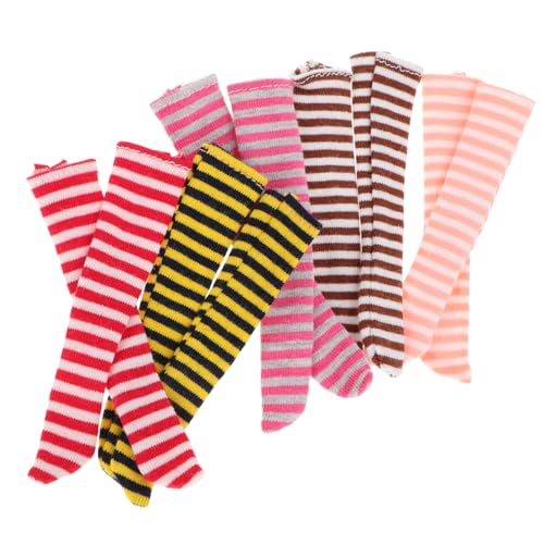 HONITANO 5 Paare Mini Puppensocken für Stoffpuppe Bunte Langbeinige Socken für Puppenhaus Zubehör Niedrige Strümpfe für DIY Puppenkleidung und Puppen Dress Up von HONITANO