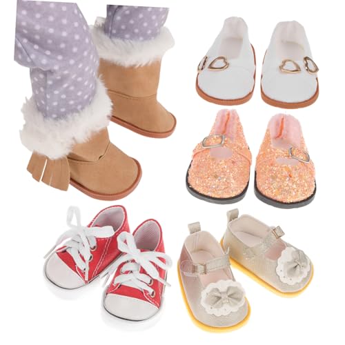 HONITANO 5 Paare Puppenschuhe Puppenzubehör Puppenstiefel Schuhe Für Puppen Puppen-Canvas-Schuhe Puppenturnschuhe Puppe Zarte Schuhe Puppenspielzeugschuhe Schuhe Puppen Mini-Schuhe Stoff von HONITANO