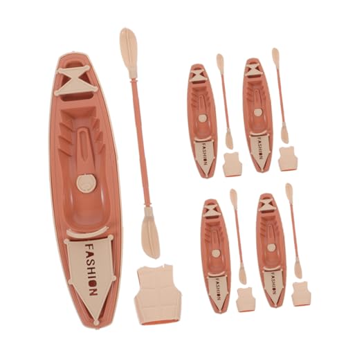 HONITANO 5sätze Miniatur-kanu Mit Paddeln Und Schwimmweste Plastik-Boot-Spielzeug Für Puppenhaus Tischdeko Wassersport-Set Für Junge Mädchen von HONITANO