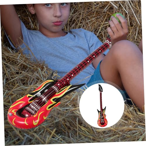 HONITANO 5 Stück Aufblasbare Flammengitarre Gitarre Party Deko PVC Musik Instrument Bühnenrequisite mit Sicherheitsventil für Kostüm und Rollenspiel von HONITANO